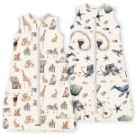 TOTBASIC Baby Sleep Sack 0-3-6 Months Light Wearable Blanket for Babies with 2-Way Zippers, 0.5 TOG Premium Soft Breathable Sleeping Bag for Baby Boys Girls 2-Pack