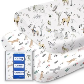 Bassinet Sheets for Baby Boy Girl, TotBasic Buttery Soft Universal Bassinet Fitted Sheet, Compatible with Halo, Mika Micky, Baby Delight, Dream On Me, Maxi COSI and More Bassinet Mattress(Woodland)