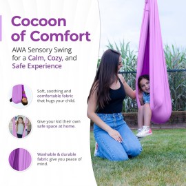 AWA Sensory Swing Indoor for Kids & Adults with Special Needs (Includes Hardware) Indoor Swing for Kids & Adults with Autism, ADHD, and Sensory Processing Challenges (Pink/Purple)