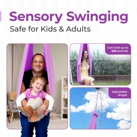 AWA Sensory Swing Indoor for Kids & Adults with Special Needs (Includes Hardware) Indoor Swing for Kids & Adults with Autism, ADHD, and Sensory Processing Challenges (Pink/Purple)