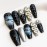 Sun&Beam Nails Handmade Press On Nail Coffin Ballerina 3D Snake Black Acrylic Fake Tip Design Art Charms Cute with Storage Box 10 Pcs (007 L)