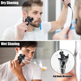 BestMal 5 in 1 Electric Shaver Razor for Men, Wet/Dry Waterproof Rechargeable With Nose Trimmer, Sideburns Hair Trimmer and Face Cleaning Brush