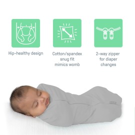 SwaddleMe by Ingenuity Compression Baby Swaddle Pod in Velboa, Two-Way Zipper for Easy Diaper Changes, Improves Sleep & Calms Startle Reflex, 0-2 Months, 1.0 TOG, 2-Pack - Clouds & Stars