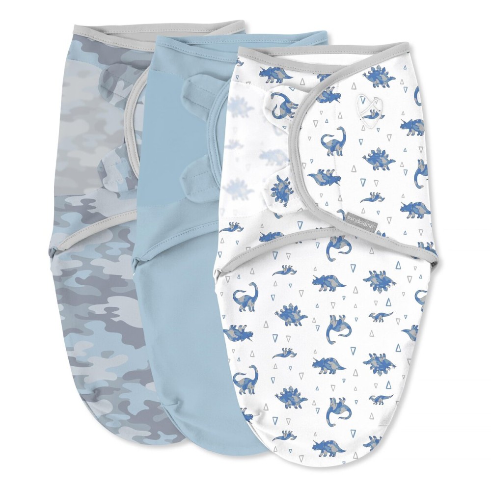 SwaddleMe by Ingenuity Original Swaddle, 100% Cotton, Improves Sleep & Calms Startle Reflex, 0-3 Months, 3-Pack - Dino Mite