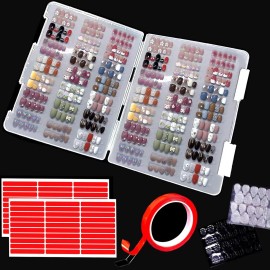GUXACU Large Compact Transparent Press-On Nail Storage Box (12*9*0.8 inch) - 600 Pieces Capacity - Press-On Nail Organizer & Display Storage Box