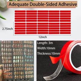 GUXACU Large Compact Transparent Press-On Nail Storage Box (12*9*0.8 inch) - 600 Pieces Capacity - Press-On Nail Organizer & Display Storage Box