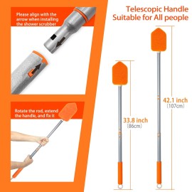 JEHONN 4-in-1 Tile Tub Scrubber with Long Handle, Upgraded Shower Cleaning Brush, 4 Different Function Scrub Brush Attachments Head for Bathroom, Bathtub, Floor, Wall, Baseboard JEHONN 4-in-1 Tile Tub Scrubber with Long Handle, Upgraded Shower Cleaning Brush, 4 Different Function Scrub Brush Attachments Head for Bathroom, Bathtub, Floor, Wall, Baseboard