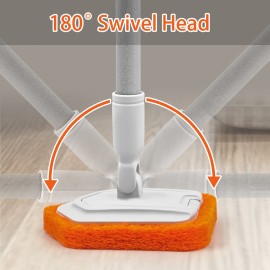 JEHONN 4-in-1 Tile Tub Scrubber with Long Handle, Upgraded Shower Cleaning Brush, 4 Different Function Scrub Brush Attachments Head for Bathroom, Bathtub, Floor, Wall, Baseboard JEHONN 4-in-1 Tile Tub Scrubber with Long Handle, Upgraded Shower Cleaning Brush, 4 Different Function Scrub Brush Attachments Head for Bathroom, Bathtub, Floor, Wall, Baseboard