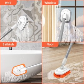 JEHONN 4-in-1 Tile Tub Scrubber with Long Handle, Upgraded Shower Cleaning Brush, 4 Different Function Scrub Brush Attachments Head for Bathroom, Bathtub, Floor, Wall, Baseboard JEHONN 4-in-1 Tile Tub Scrubber with Long Handle, Upgraded Shower Cleaning Brush, 4 Different Function Scrub Brush Attachments Head for Bathroom, Bathtub, Floor, Wall, Baseboard