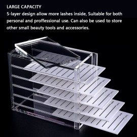 OLACHIKKO Lash Organizers and Storage, Small 5-Layer Lash Trays for Lash Extensions,Transparent lash tray Organizer, Eyelash Storage Box.