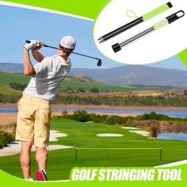 2 Pieces Golf Putting Aid With Pegs - Training String Guide for Alignment and Practice - Indoor Trainer Line, Green