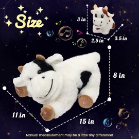 Hopearl LED Musical Stuffed Cow Lighting Up Singing Plush Toy Playset Mommy Cow with 3 Baby Dairy Cows in her Tummy Adjustable Volume Lullaby Animated Soothe for Mom Kids, 15\'\'