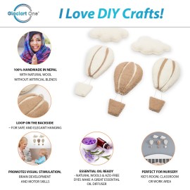 GLACIART ONE Hot Air Balloon & Cloud Decoration | Hanging Wall Decor, Bedroom Wall Banners, Room Accessories or Ceiling Mobile | Use for Garland or Crib | Great Gift Idea