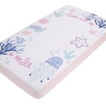 NoJo Mermaid Lagoon Pink, Blue, and White Come with me to The Sea 100% Cotton Photo Op Fitted Crib Sheet