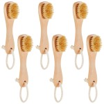 6 Pcs Natural Bristles Wooden Face Cleaning Brush Face Exfoliator Brush Dry Brush for Face Care Face Scrubber Exfoliator Wood Handle Facial Cleanser Face Exfoliator Tool to Unclog Pore