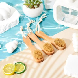 6 Pcs Natural Bristles Wooden Face Cleaning Brush Face Exfoliator Brush Dry Brush for Face Care Face Scrubber Exfoliator Wood Handle Facial Cleanser Face Exfoliator Tool to Unclog Pore