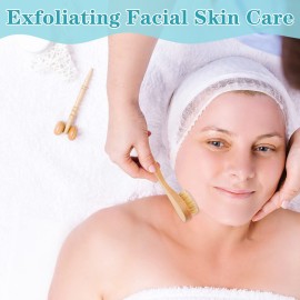 6 Pcs Natural Bristles Wooden Face Cleaning Brush Face Exfoliator Brush Dry Brush for Face Care Face Scrubber Exfoliator Wood Handle Facial Cleanser Face Exfoliator Tool to Unclog Pore