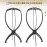 MISSUHUI Wig Stand Wig Holder, Portable Wig Head Stand, Collapsible Wig Holder for Multiple Wigs, Display Travel Wig Stand Tool (2Pcs Black)