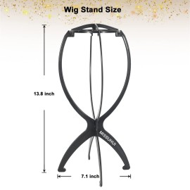 MISSUHUI Wig Stand Wig Holder, Portable Wig Head Stand, Collapsible Wig Holder for Multiple Wigs, Display Travel Wig Stand Tool (2Pcs Black)