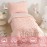 Toddler Bedding Set for Girls 4-Piece Pink Jacquard Pom Pom Tufts Bohemian Boho Tufted Dots Crib Toddler Comforter Set for Baby Kids Bed-in-a-Bag with Comforter, Flat Sheet, Fitted Sheet, Pillowcase