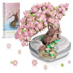 EasyAgo Mini Bricks Cherry Blossom Tree Building Set - Sakura Bonsai DIY Toy, Birthday Gift for Kids 6+ Years Old