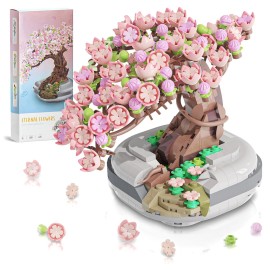EasyAgo Mini Bricks Cherry Blossom Tree Building Set - Sakura Bonsai DIY Toy, Birthday Gift for Kids 6+ Years Old