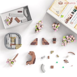 EasyAgo Mini Bricks Cherry Blossom Tree Building Set - Sakura Bonsai DIY Toy, Birthday Gift for Kids 6+ Years Old