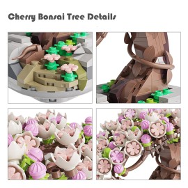 EasyAgo Mini Bricks Cherry Blossom Tree Building Set - Sakura Bonsai DIY Toy, Birthday Gift for Kids 6+ Years Old