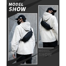 Fanny Pack for Mens Crossbody Bag, Sling Bag for Women Anti Theft Waist Packs with Adjustable Strap Casual Daypack for Running Sports Hiking Cycling Travel Walking - Black