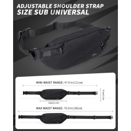 Fanny Pack for Mens Crossbody Bag, Sling Bag for Women Anti Theft Waist Packs with Adjustable Strap Casual Daypack for Running Sports Hiking Cycling Travel Walking - Black