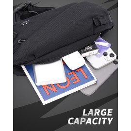 Fanny Pack for Mens Crossbody Bag, Sling Bag for Women Anti Theft Waist Packs with Adjustable Strap Casual Daypack for Running Sports Hiking Cycling Travel Walking - Black