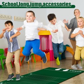 Woanger 12 x 2.5 Ft Long Jump Mat Green Sports Broad Jump Measurement Mat Hash Marks Carpeted Non Slip for Gym School Home Flooring Exercise Workout Training