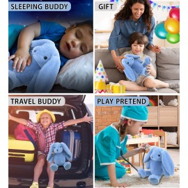 DolliBu Baby Blue Rabbit Plush - Super Soft Bunny Stuffed Animal, Adorable Realistic Stuffed Animal Bunny Toy for Boys and Girls, Cute Farm Life Plush Rabbit Gift for Baby, Kids, Adults - 8 Inches