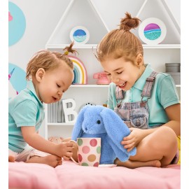 DolliBu Baby Blue Rabbit Plush - Super Soft Bunny Stuffed Animal, Adorable Realistic Stuffed Animal Bunny Toy for Boys and Girls, Cute Farm Life Plush Rabbit Gift for Baby, Kids, Adults - 8 Inches