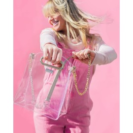 Packed Party Clear Stadium Crossbody Bag; Women Fashion Clear Purse or Handbag; Trendy Look for Ladies at Work, Travel, and Game Day