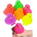 6 Pack - Neon Color Chick Puffers (3) Chicken Stress Relief Fun Soft Toys for Party Favors. Great for Soothing ADHD, Stress, Autism and More. (6)