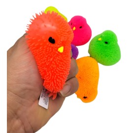 6 Pack - Neon Color Chick Puffers (3) Chicken Stress Relief Fun Soft Toys for Party Favors. Great for Soothing ADHD, Stress, Autism and More. (6)