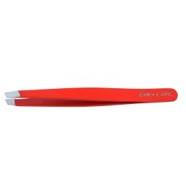 Zawa Care Tweezers for Women Stainless Steel Slant Precision Tweezer - Eyebrow Tweezers for Women and Men with Travel Case (Bold Red)