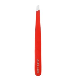 Zawa Care Tweezers for Women Stainless Steel Slant Precision Tweezer - Eyebrow Tweezers for Women and Men with Travel Case (Bold Red)