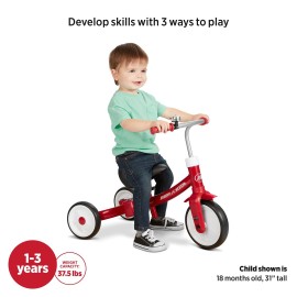 Toddler Bike, Kids Bike, Tricycle Toddler Toys for Ages 2-4, Baby Toy, Radio Flyer Triple Play Trike, for Ages 1-3 Years, Red