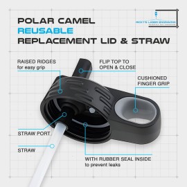 Polar Camel Lid Replacement 20 oz 32oz 40oz 12oz 1Pack - Water Bottle with Straw, Flip Top