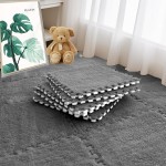 Jaderlu 16pcs 0.6 Thickened Interlocking Tile Mats,Fluffy Shaggy Soft EVA Foam Area Rug for Living Room & Bedroom,Non-Slip Protective Floor Carpet Play Mat Kids Baby Dorm Home Decor (11.8ft, Grey)