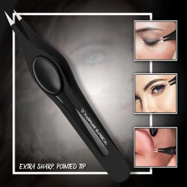 Professional Eyebrow Tweezers Pointed Tip Stainless Steel 2,3xPcs Set, Non-Slip Grip Point Tip Tweezers for Facial Hair, Plucking Removing Ingrown Hairs, Tweezer for Women Men