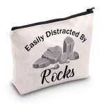 JXGZSO Geology Zipper Pouch Bag Easily Distracted By Rocks Cosmetic Bag Rock Collector Makeup Bag Geology Teacher Gift (Distracted By Rocks BAG)