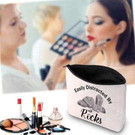 JXGZSO Geology Zipper Pouch Bag Easily Distracted By Rocks Cosmetic Bag Rock Collector Makeup Bag Geology Teacher Gift (Distracted By Rocks BAG)