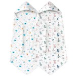 Yoofoss Hooded Baby Towels for Newborn 2 Pack 100% Muslin Organic Cotton Baby Bath Towel with Hood for Babies, Infant, Toddler and Kids, Large 32x32Inch, Soft and Absorbent Newborn Essential