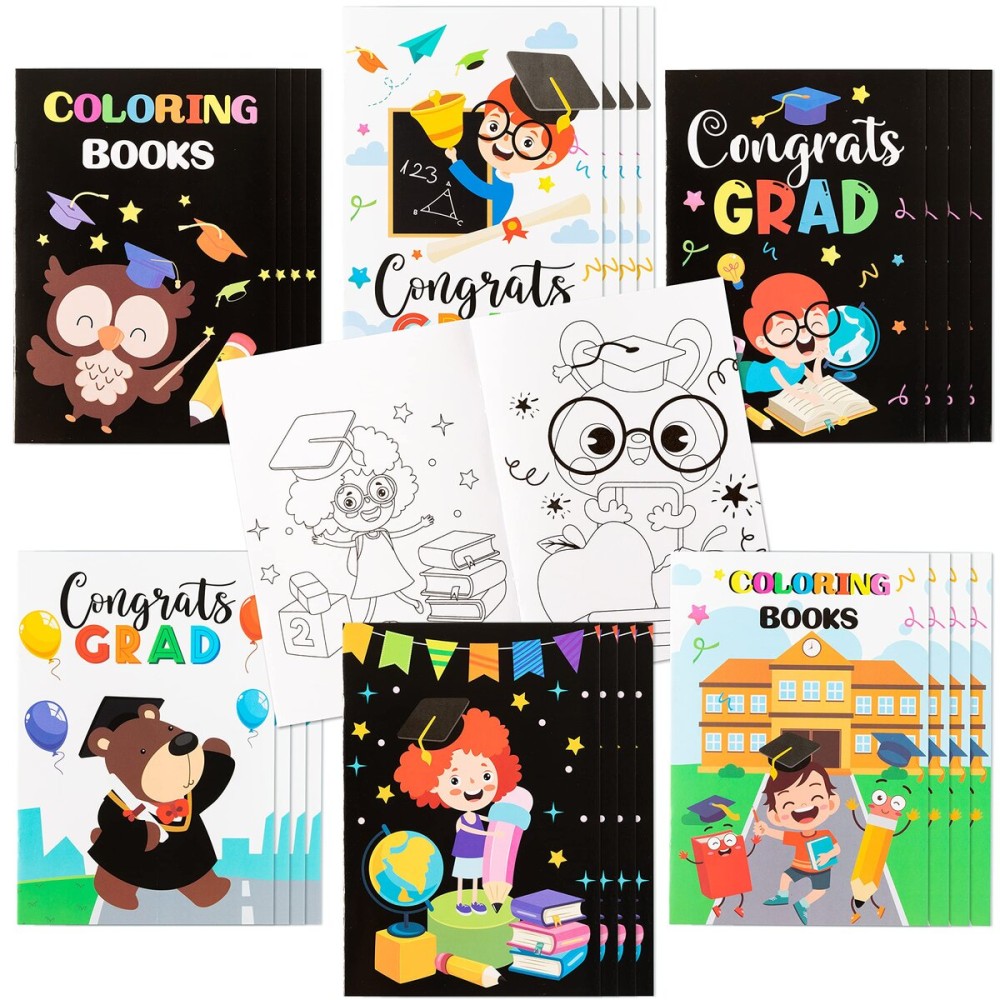 Dvbonike 24Pcs Kindergarten Graduation Coloring Books Congrats Grad DIY Color-in Pages with Animals Cartoon Characters Drawing Party Favors Gift Home School Classroom Artwork Supplies for Kids Age 4-8