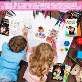 Dvbonike 24Pcs Kindergarten Graduation Coloring Books Congrats Grad DIY Color-in Pages with Animals Cartoon Characters Drawing Party Favors Gift Home School Classroom Artwork Supplies for Kids Age 4-8