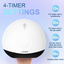 L\'UGX 56W UV LED Nail Lamp Nail Dryer for Gel Polish, UV Light Curing Lamp with 4 Timer, Perfect for Manicure and Pedicure