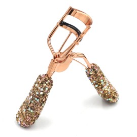 Bestbling Bling Makeup Eyelash Curler with Refill Silicone Pressure Pads and Spring Loaded for No Pinching or Pulling (Gold)